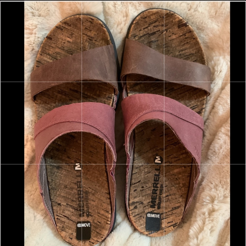 Comfortable Merrell Slides, size 6.